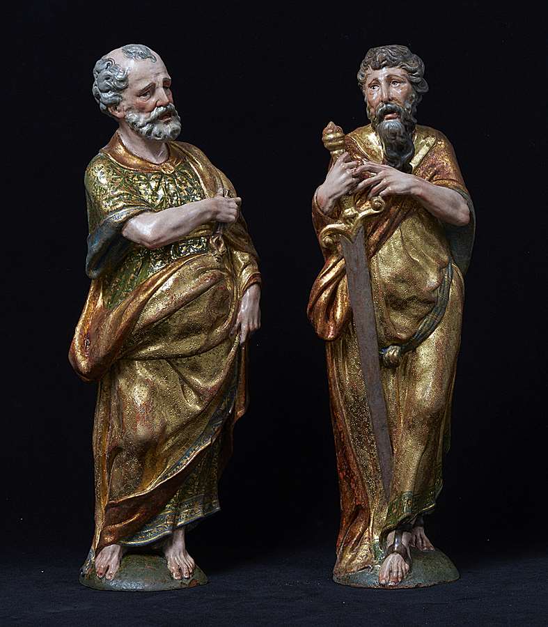 A pair of sculptures of Saint Peter and Saint Paul