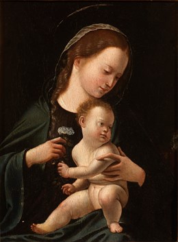 A Madonna of the rose by Lorenzo de Avila, the artist who introduced umbrian renaissance painting to Spain