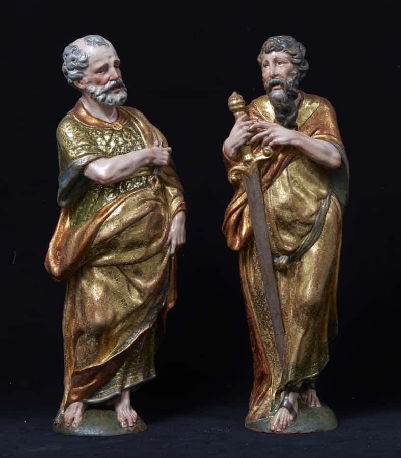 A pair of sculptures of Saint Peter and Saint Paul