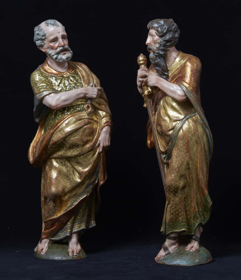 A pair of sculptures of Saint Peter and Saint Paul