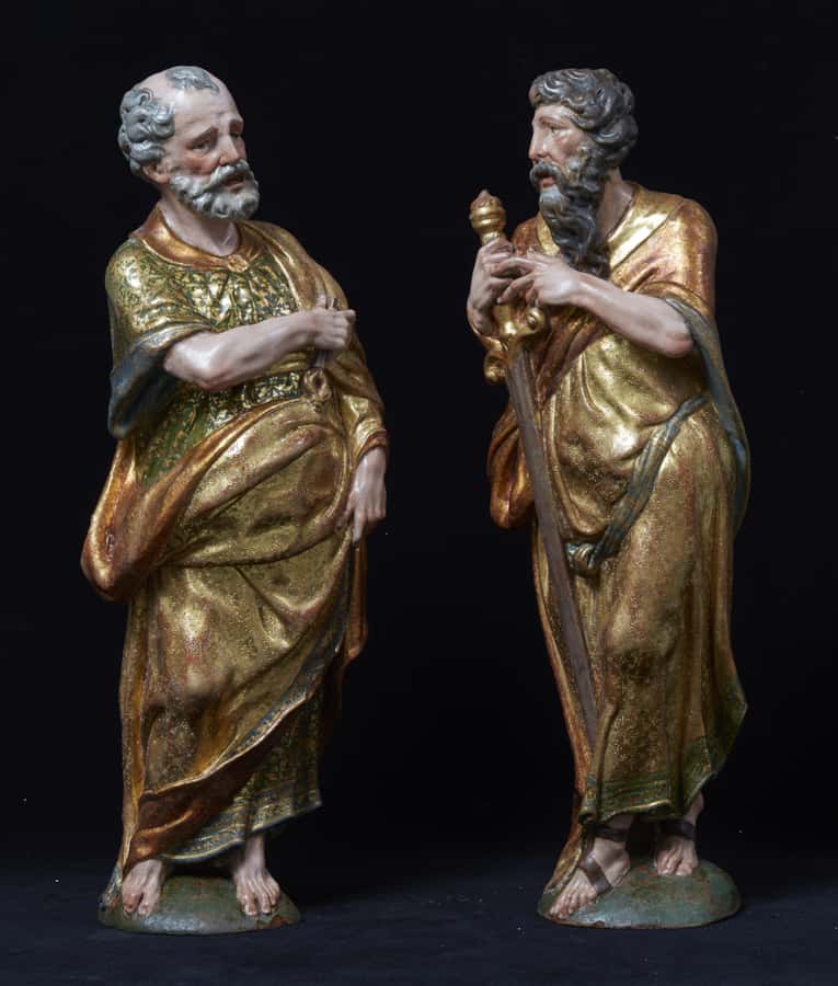 A pair of sculptures of Saint Peter and Saint Paul