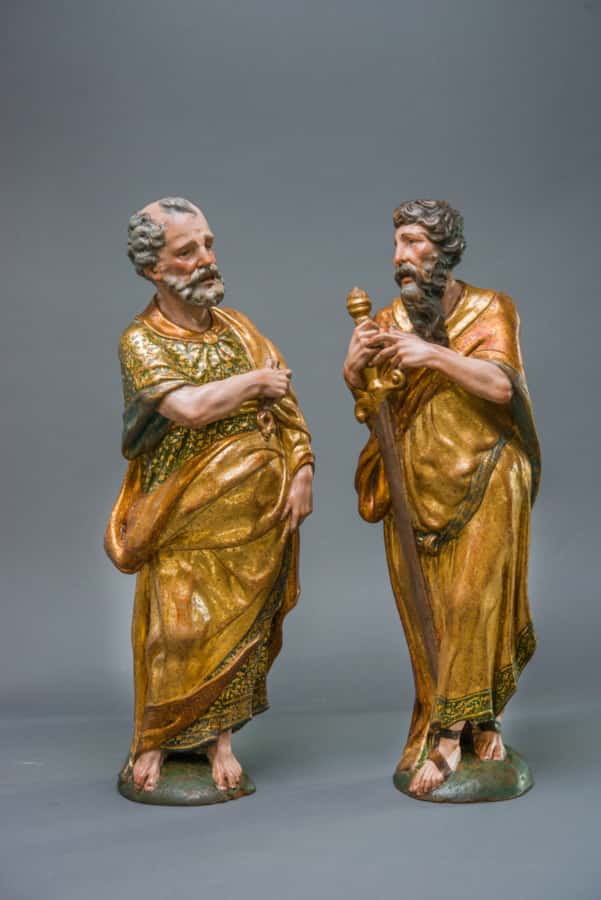 A pair of sculptures of Saint Peter and Saint Paul