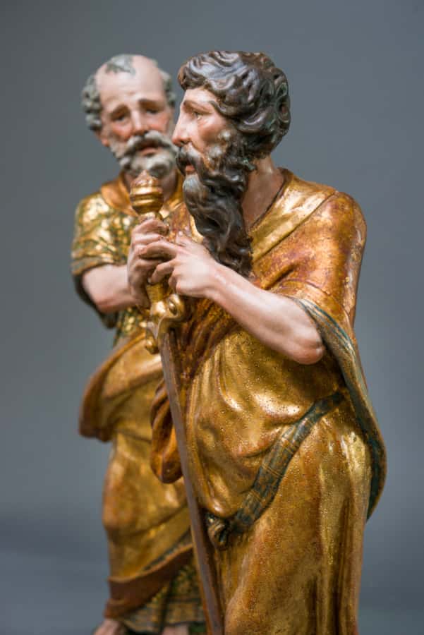 A pair of sculptures of Saint Peter and Saint Paul