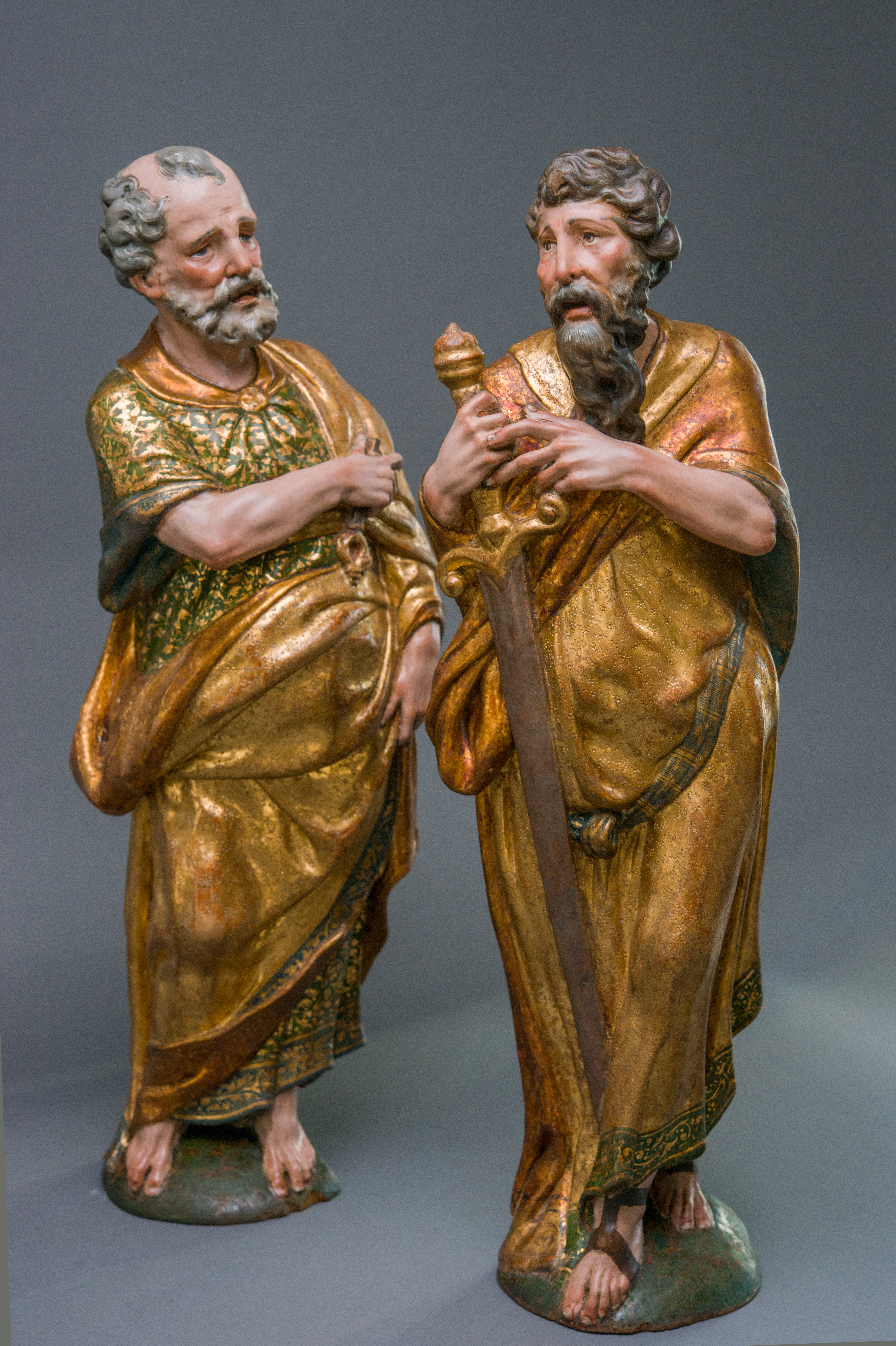 A pair of sculptures of Saint Peter and Saint Paul